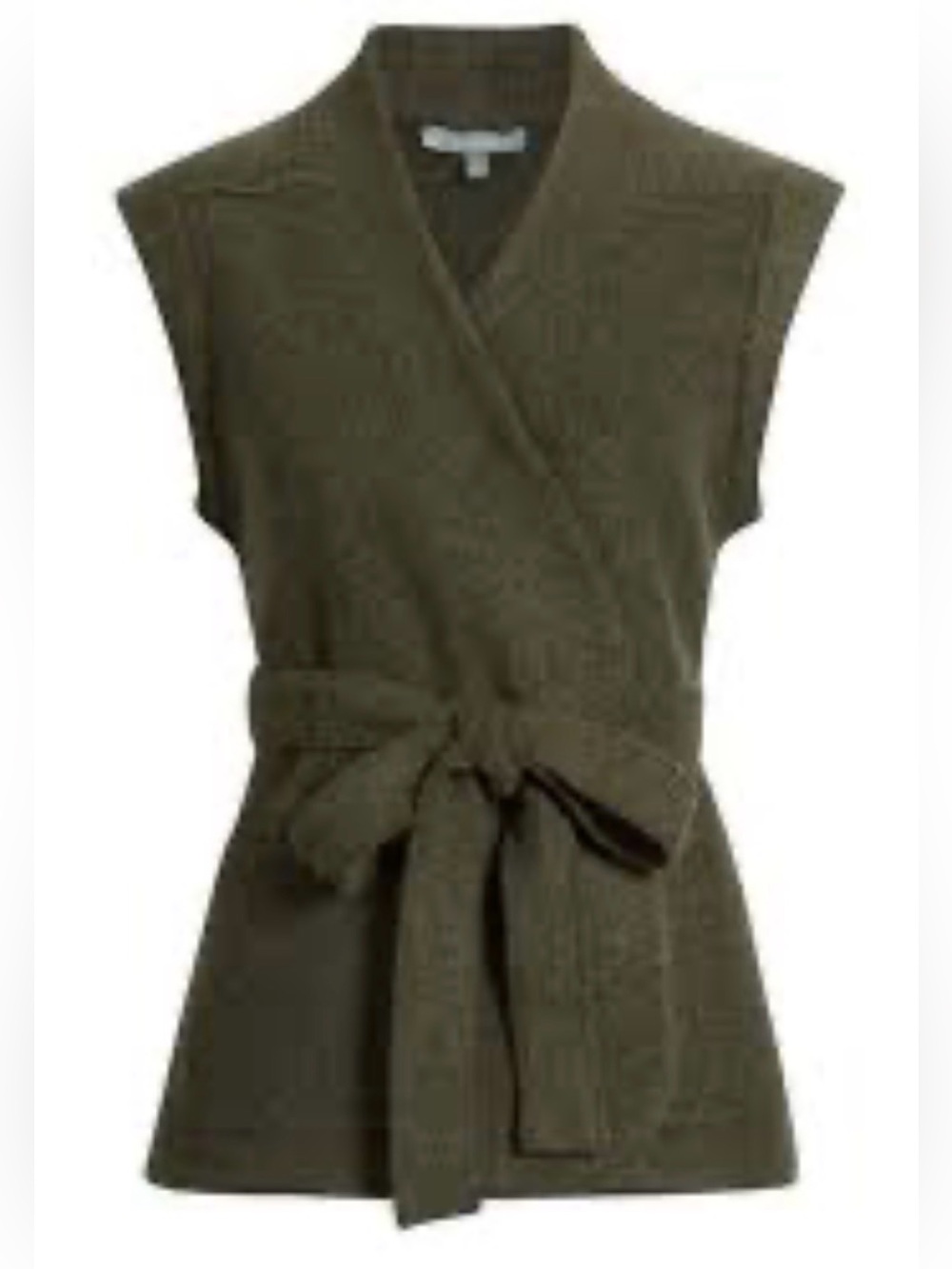 Wit & Wisdom Olive Wrap Knit Sleeveless Vest with Belt S